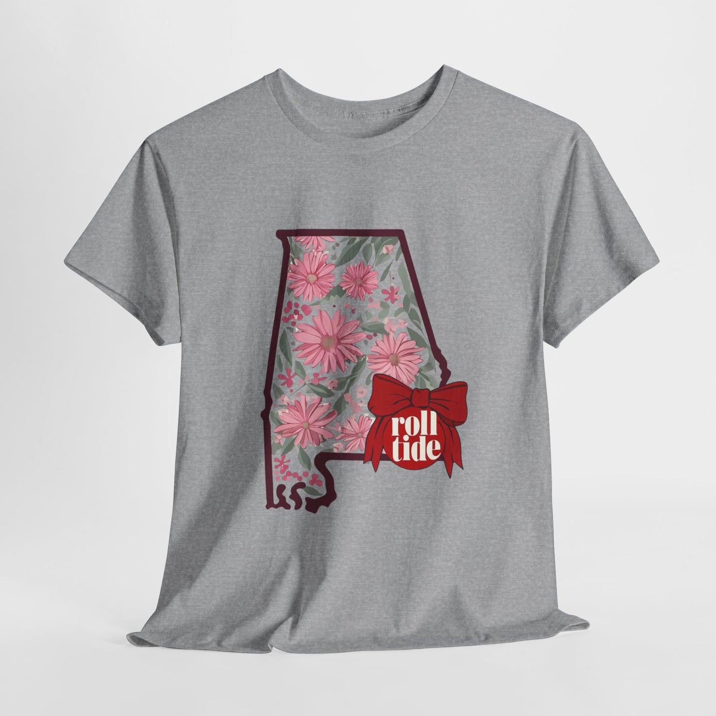 Floral Alabama Tee - Roll Tide Unisex Heavy Cotton T-Shirt, Casual Wear, Game Day Outfit, College Apparel, Southern Pride
