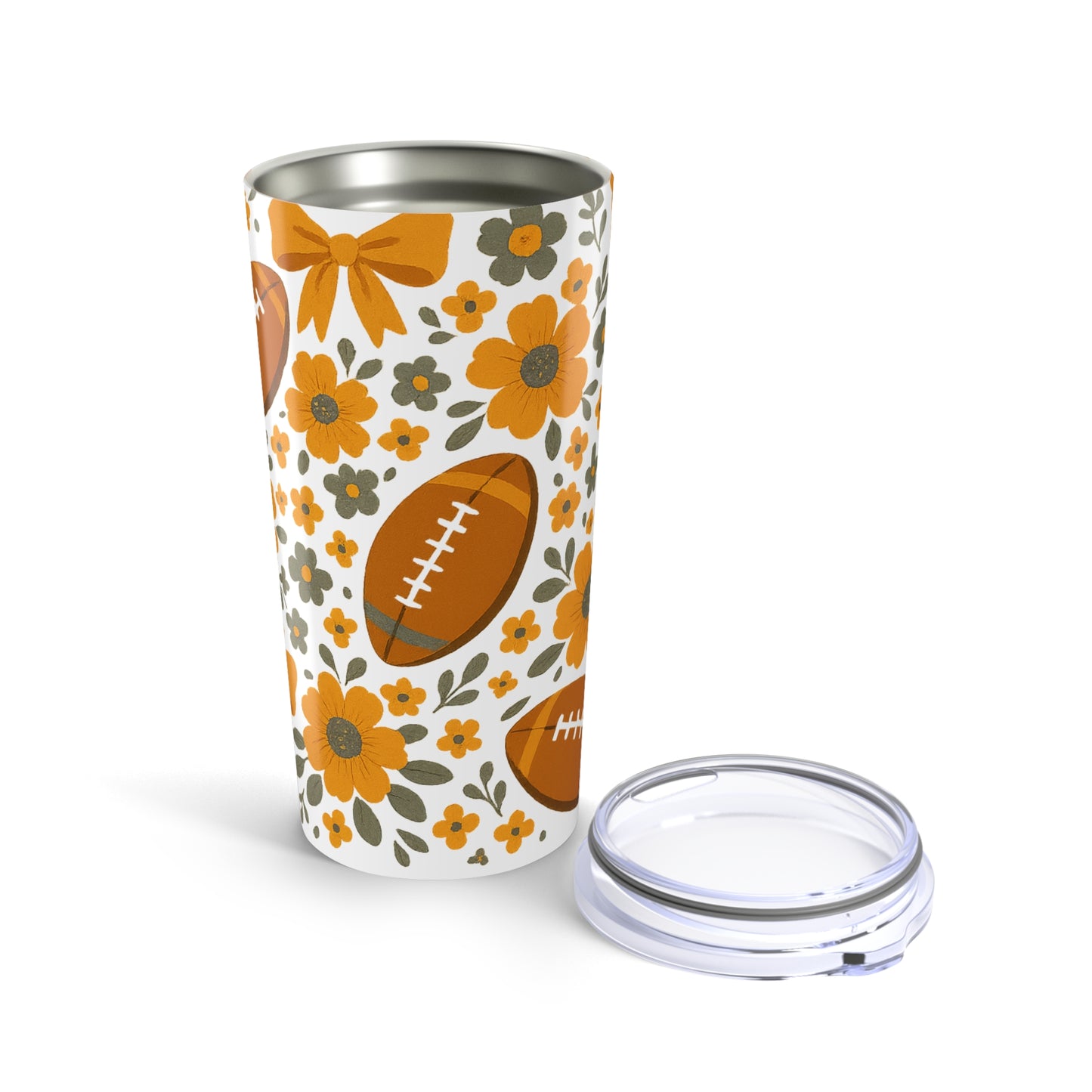 Floral Football Tumbler 20oz, Tennessee Fan Gift, TN floral gift, tennessee vols game day, knoxville, tennessee