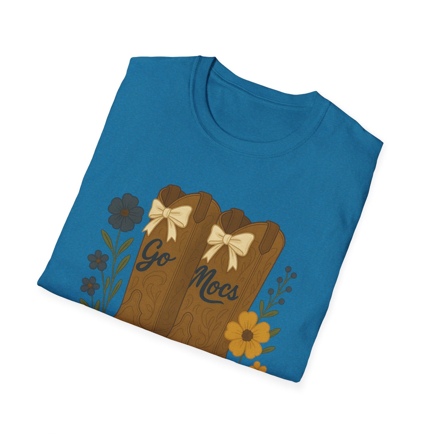 Chatt Mocs Coquette Cowgirl Boot Floral T-Shirt - Go Mocs Design, Casual Wear, Gift for Cowgirls, Western Style, Country Fan Clothing, Go Mocs, chatt tn game day, graduation gift
