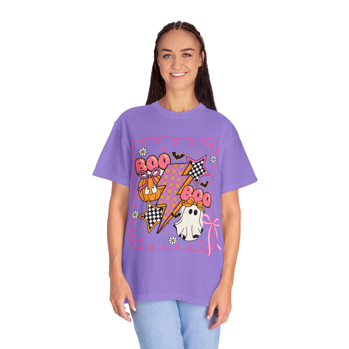 Retro Design Orange & Pink Unisex Halloween T-Shirt