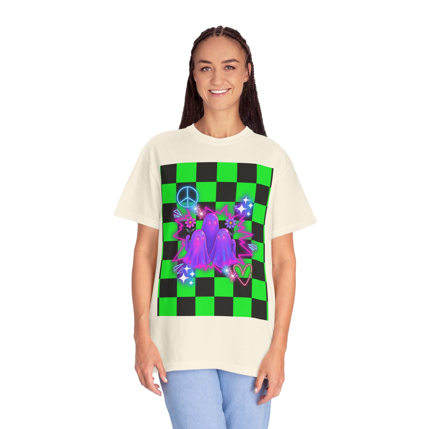 Vibrant Ghost Graphic Tee, Unisex T-shirt, Retro Vibe Shirt, Perfect for Halloween, Party Wear, Casual Style, Unique Gift