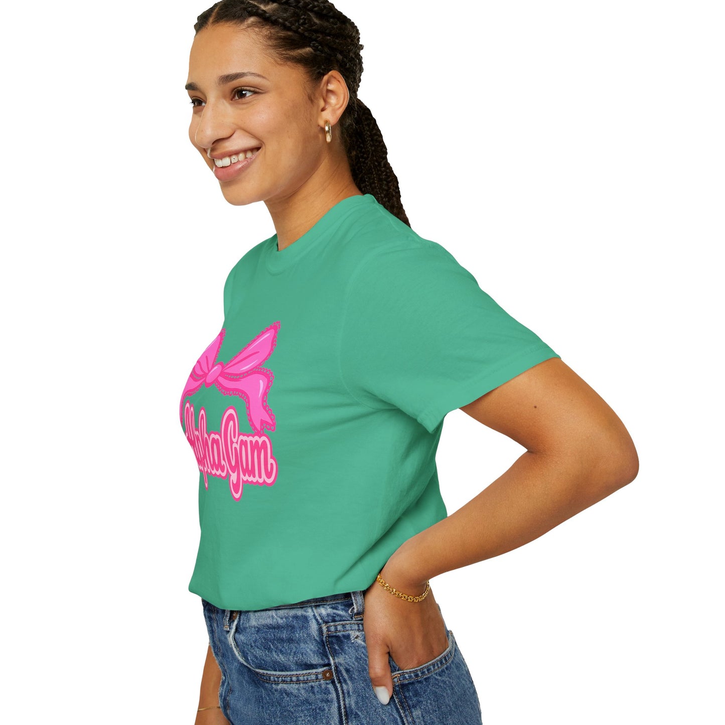 AlphaGam Bow T-Shirt | Unisex Garment-Dyed Tee for Sorority Sisters, College Apparel, Gifts for Greek Life, Casual Outfit, Sorority [...]