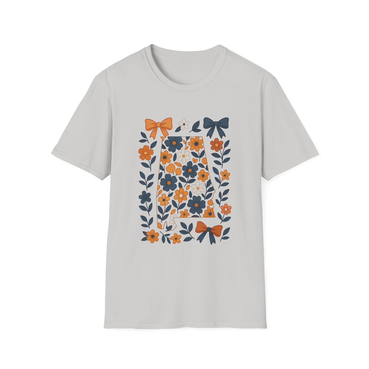 AU Floral Bow Graphic T-Shirt, Softstyle Tee, Botanical Print Shirt, Gift for Her, Casual Wear, Summer Fashion, Vintage Aesthetic