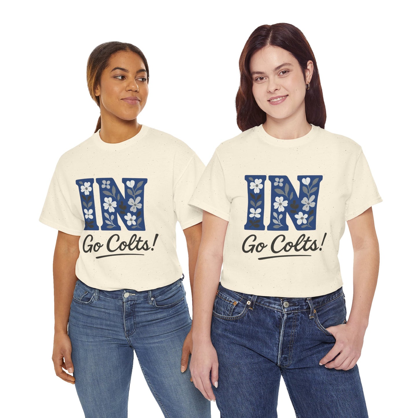Floral Colts Tee | Unisex Heavy Cotton Tee for Sports Fans, Indiana Pride