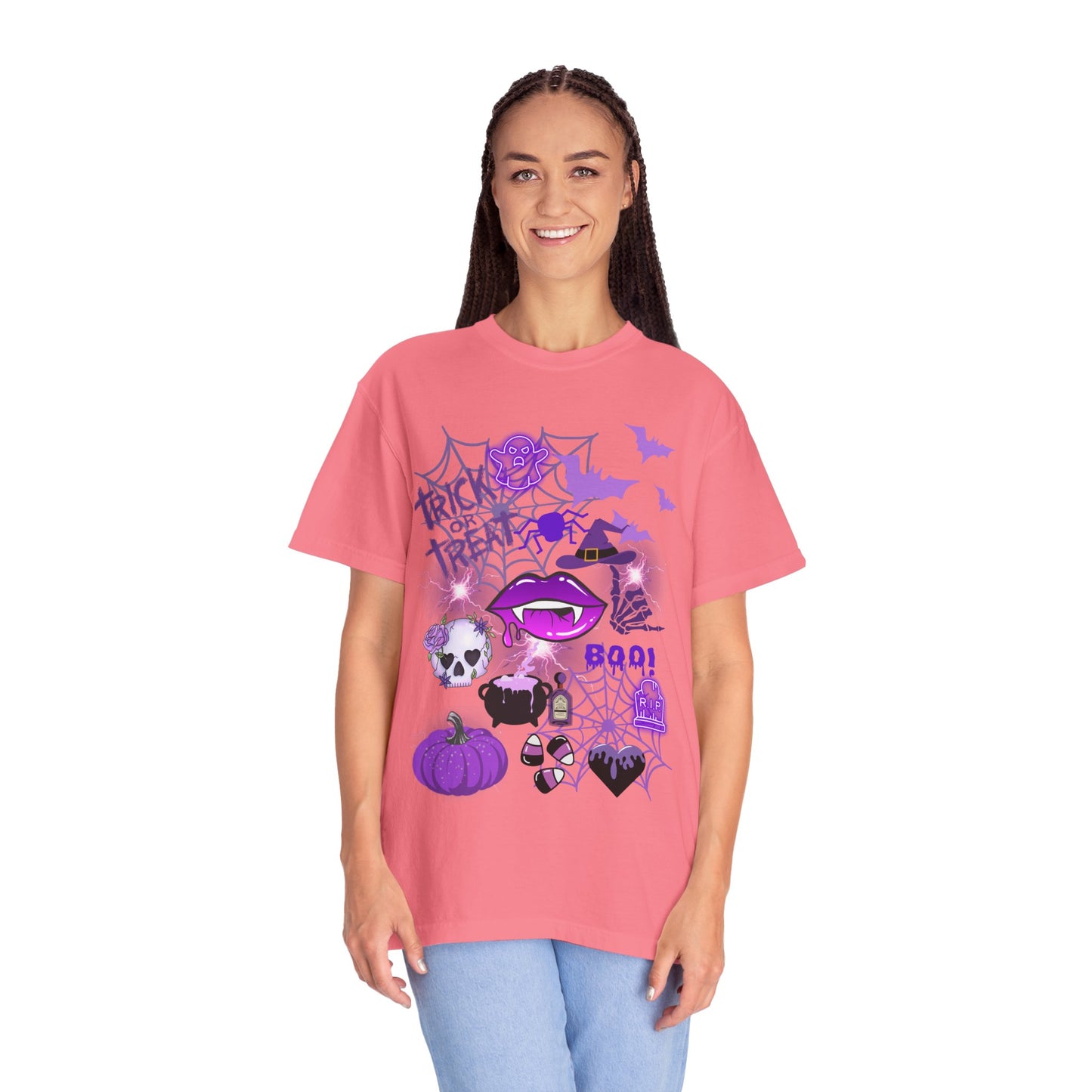 Spooky Purple Vibes Halloween Graphic T-Shirt, Fun Unisex Tee for Spooky Season, Trick or Treat, Boo! Shirt, Halloween Party Wear, Gift Idea