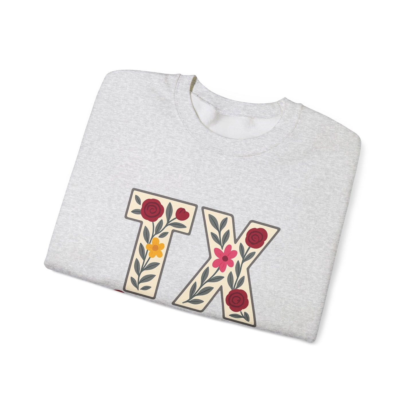 Texas Floral Crewneck Sweatshirt, Cozy Texas Sweatshirt, TX Gig'em Gift, Unisex Sweatshirt for Gamers, Floral Crew Neck for Casual Wear