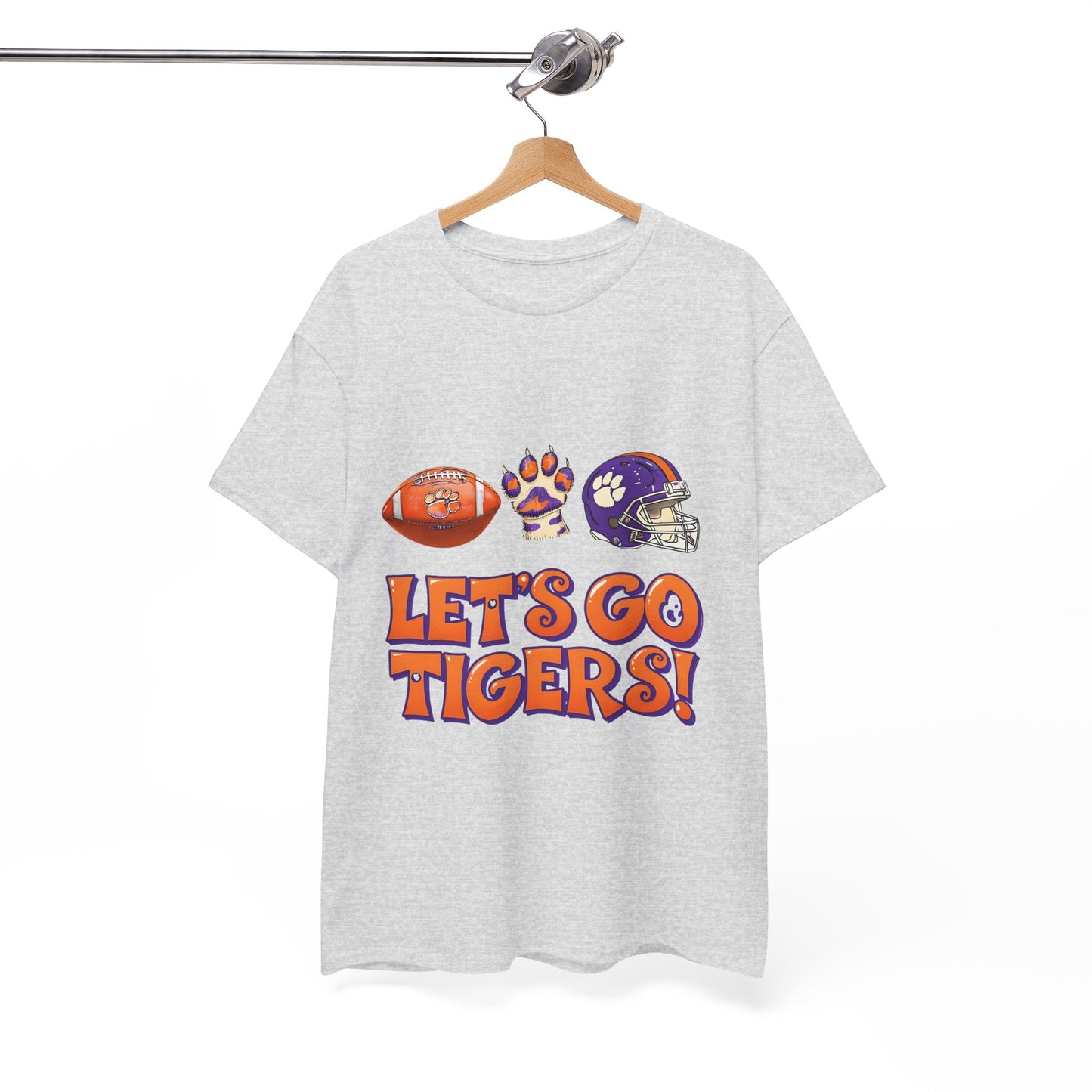 Unisex Heavy Cotton Tee - Let's Go Tigers! Sports Fan Tee, Game Day Shirt, Tailgate Apparel, Team Pride Top, College Football Gear