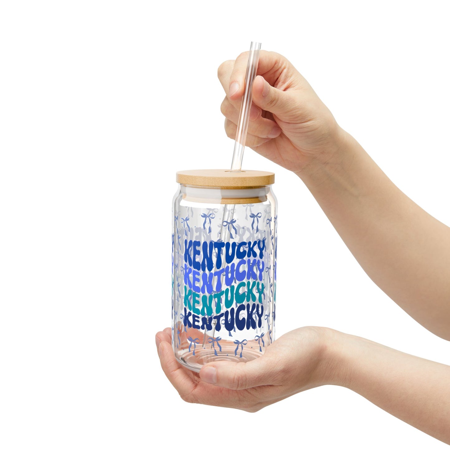 Coquette Bow Kentucky Sipper Glass, Eco-Friendly Drinkware for Summer Parties, kentucky Gifts, Personalized Beverage Container, UK cats fan gift, graduation gift