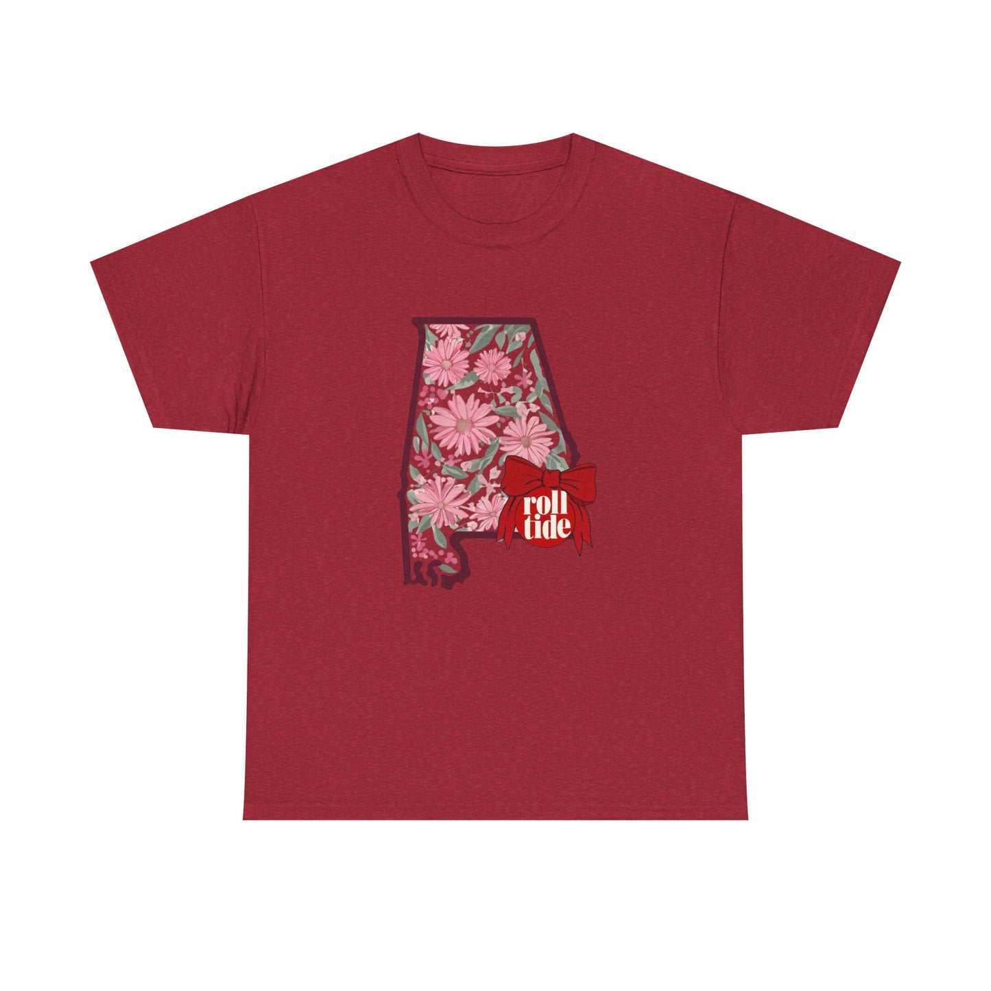 Floral Alabama Tee - Roll Tide Unisex Heavy Cotton T-Shirt, Casual Wear, Game Day Outfit, College Apparel, Southern Pride