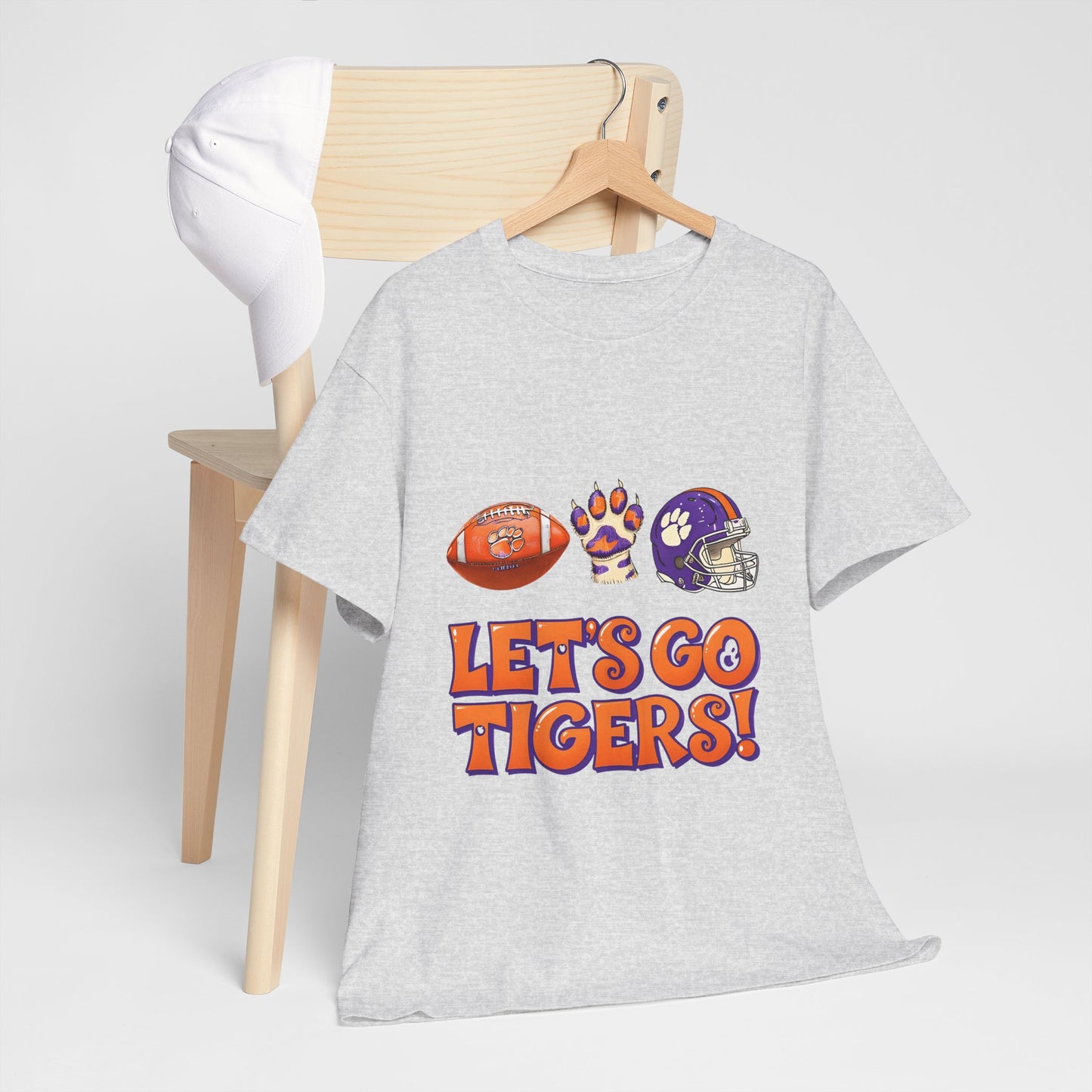 Unisex Heavy Cotton Tee - Let's Go Tigers! Sports Fan Tee, Game Day Shirt, Tailgate Apparel, Team Pride Top, College Football Gear
