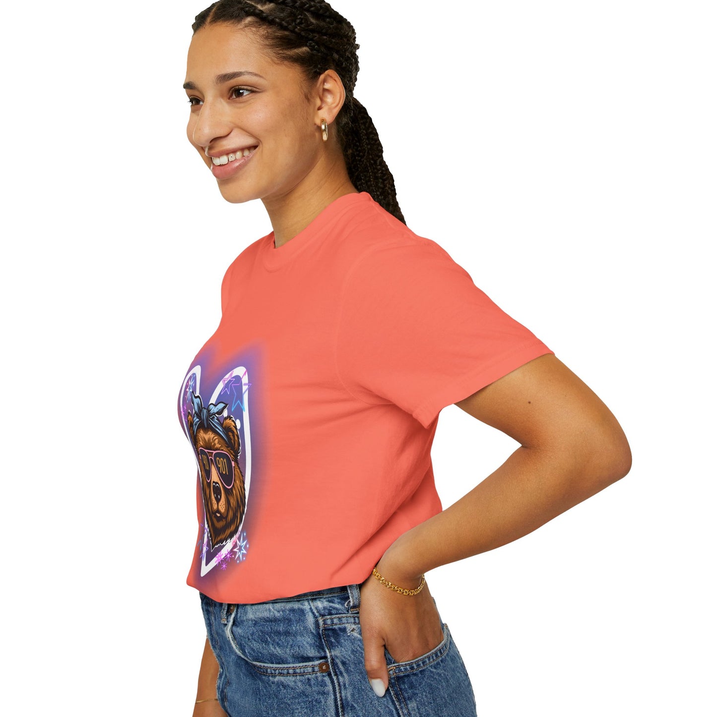Neon Memphis Bear Graphic T-Shirt, Unisex Fashion Tee, Trendy Apparel, Memphis Grizz, 901 Memphis, Retro Design, Comfort Colors, Memphis Basketball Fan