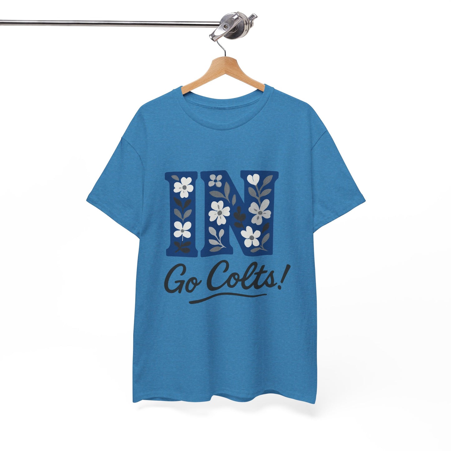Floral Colts Tee | Unisex Heavy Cotton Tee for Sports Fans, Indiana Pride