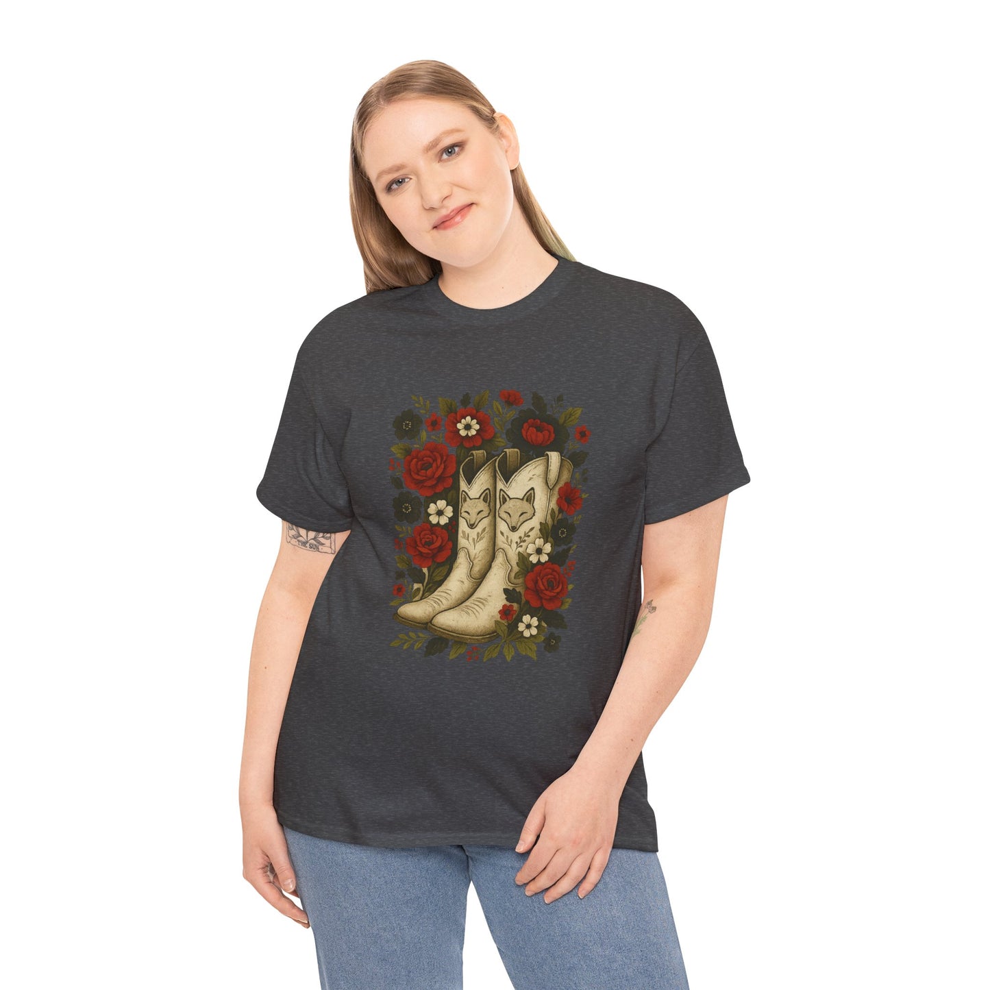 AR State Red Wolves Vintage Floral Cowboy Boots Tee