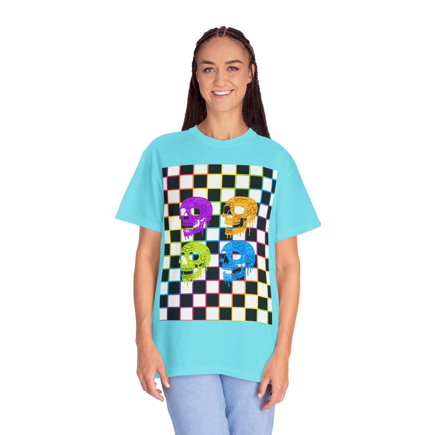 Vibrant Skull Graphic T-Shirt, Unisex Tee, Halloween Outfit, Alternative Fashion, Festival Wear, Casual Street Style