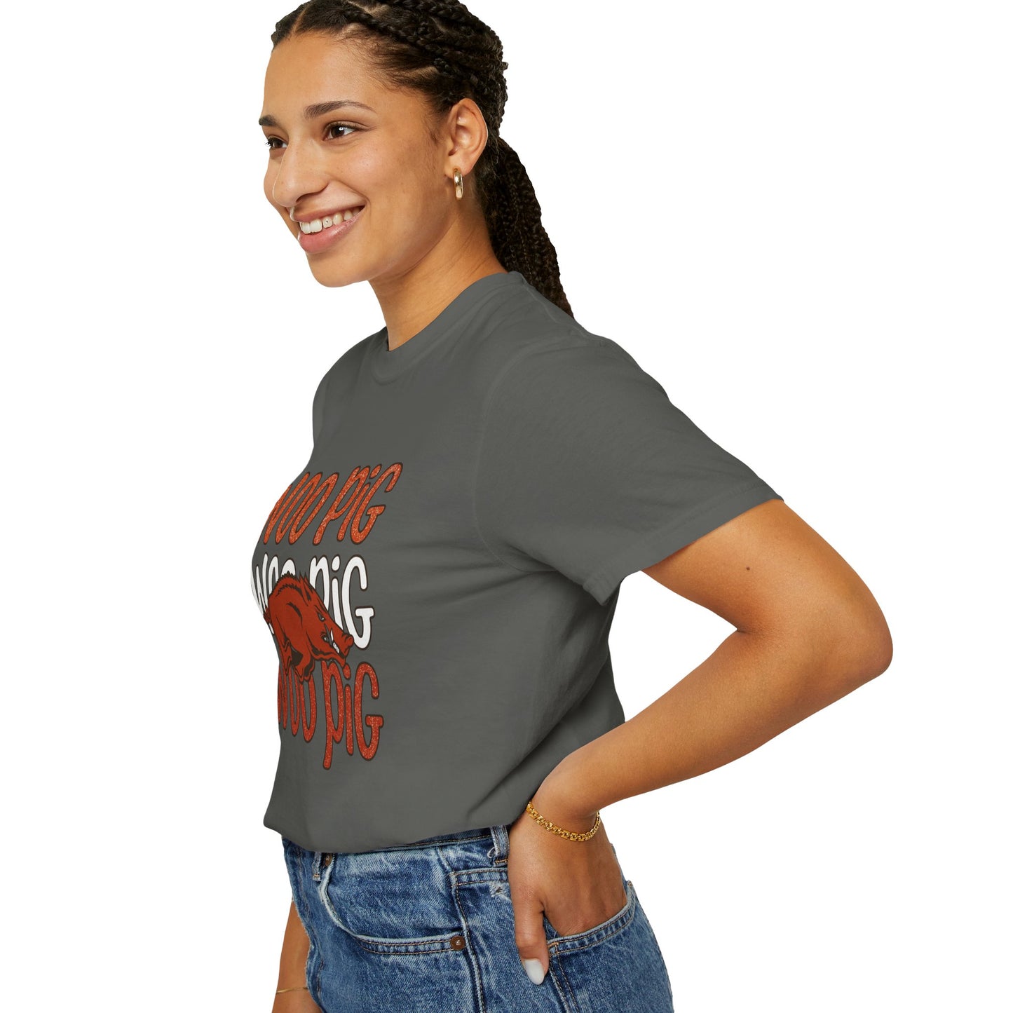 Woo Pig Garment-Dyed T-Shirt, Unisex Tee, Arkansas Pride Shirt, Casual Everyday Wear, College Game Day Tee, Fun Graphic Tee