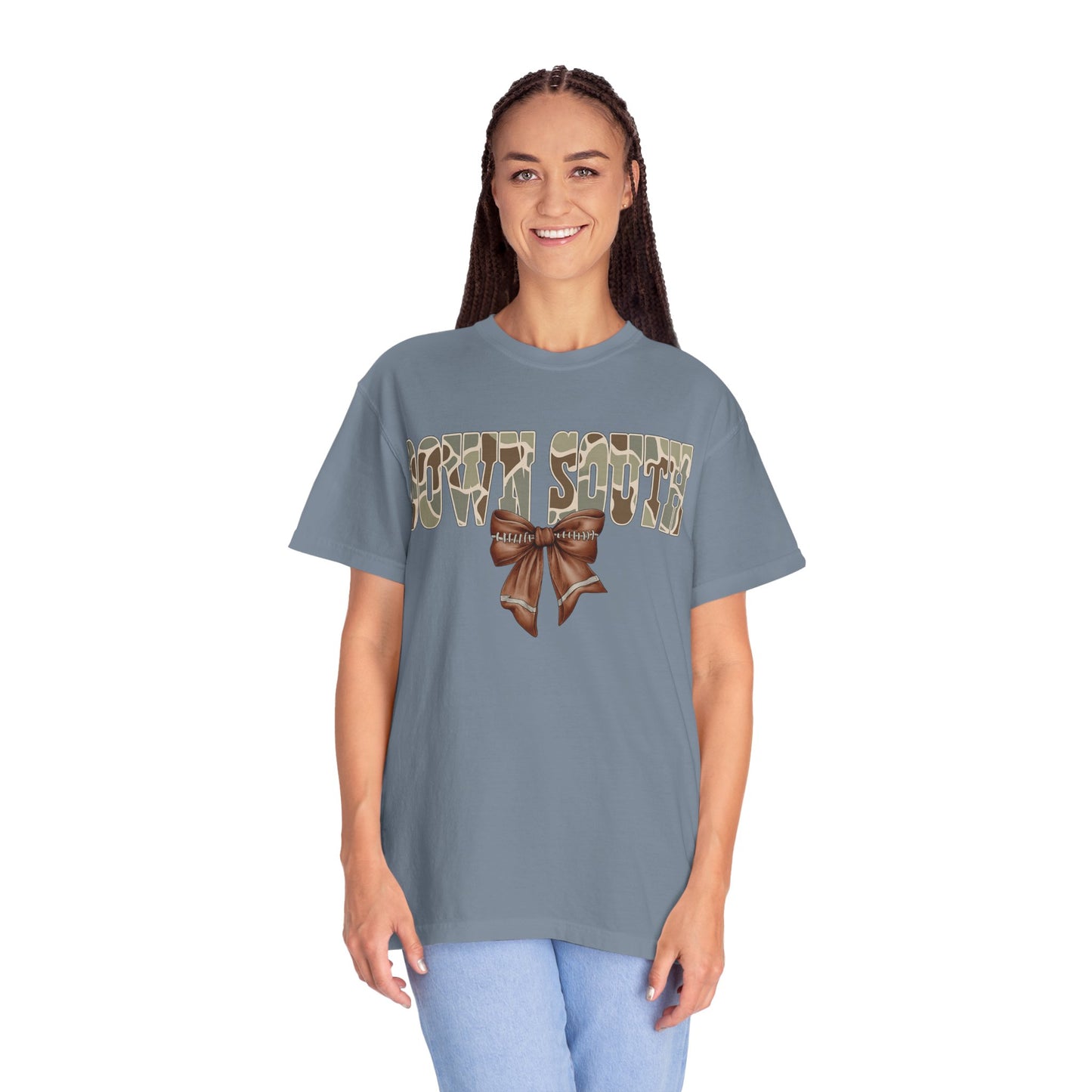 Camo Bow Graphic Tee - Trendy Apparel for Casual Outings and Birthdays