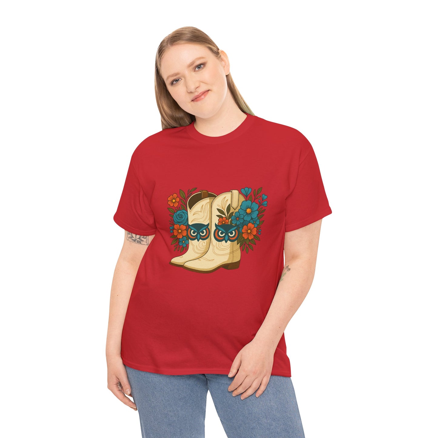 Floral Cowboy Boots Tee, Perfect for Country Music Lovers, Western Style Gift, Casual Outfit, Boho Fashion, Farmhouse Decor