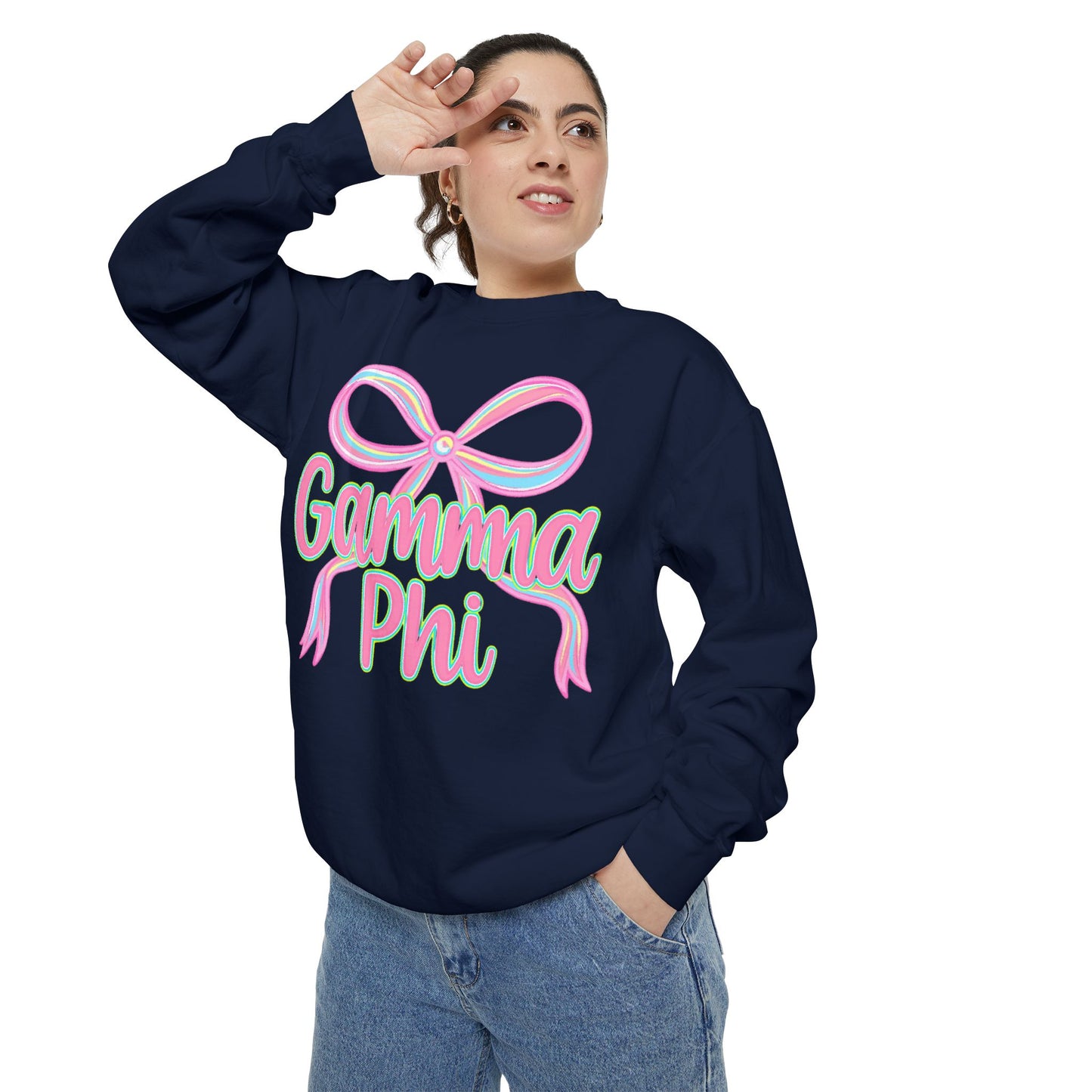 GammaPhi Garment-Dyed Sweatshirt | Cozy Sorority Sweatshirt, Unisex Apparel, Sorority Gift, Casual Wear, College Spirit Wear