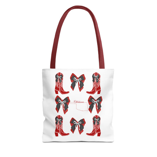 Tote Bag - Oklahoma Game Day Coquette Bow Design Fan Gift