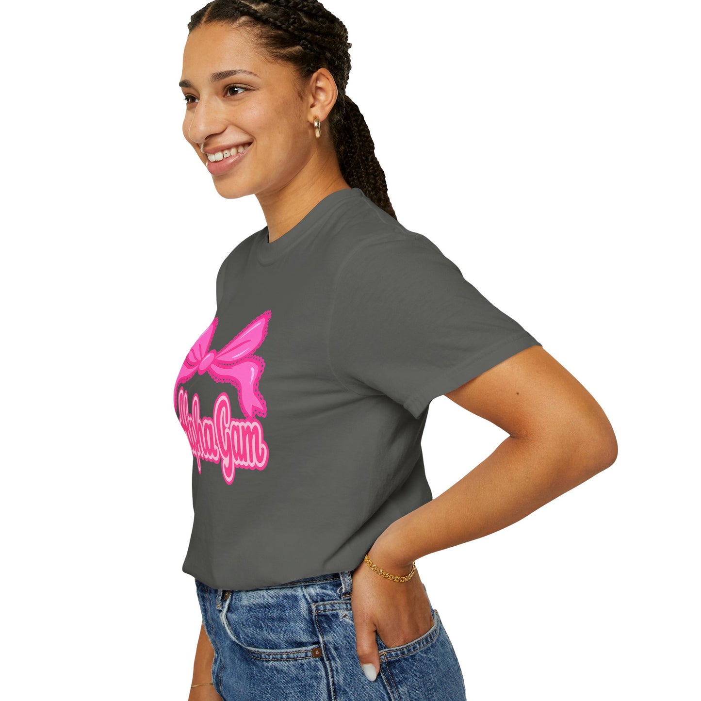 AlphaGam Bow T-Shirt | Unisex Garment-Dyed Tee for Sorority Sisters, College Apparel, Gifts for Greek Life, Casual Outfit, Sorority [...]