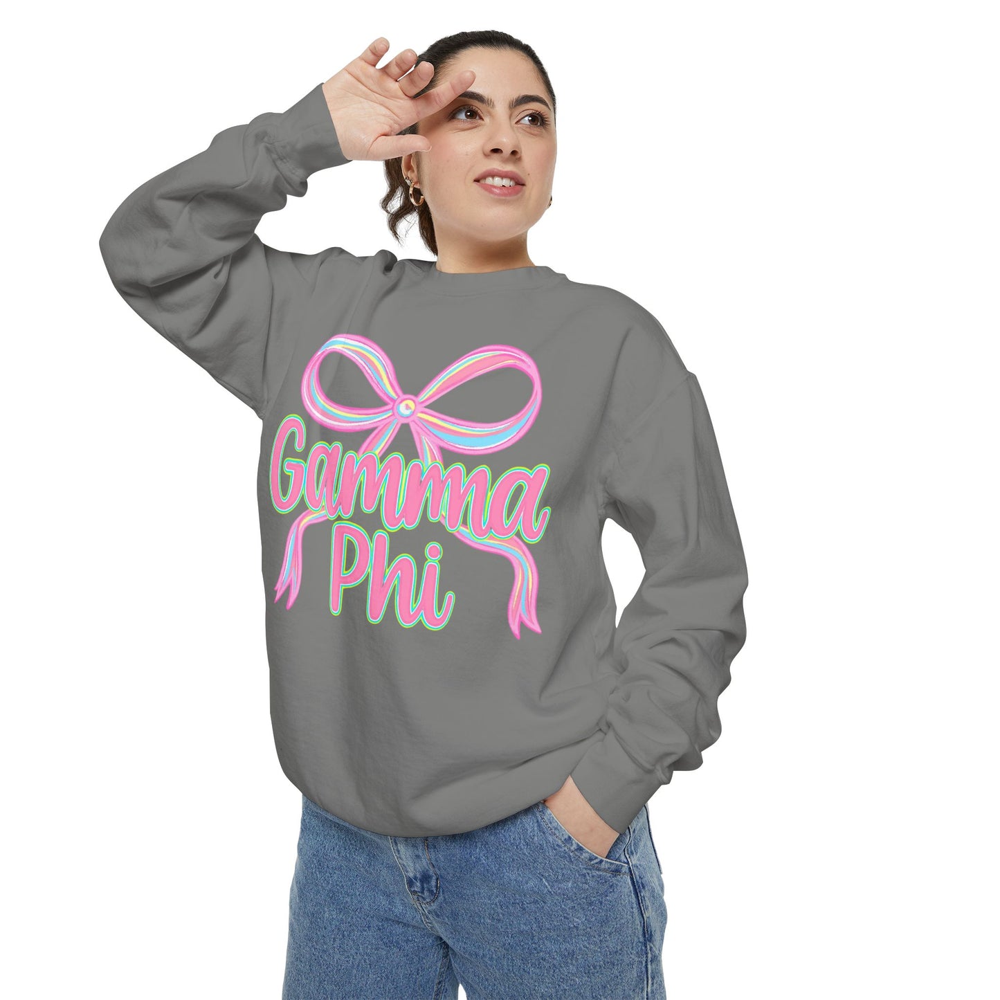 GammaPhi Garment-Dyed Sweatshirt | Cozy Sorority Sweatshirt, Unisex Apparel, Sorority Gift, Casual Wear, College Spirit Wear