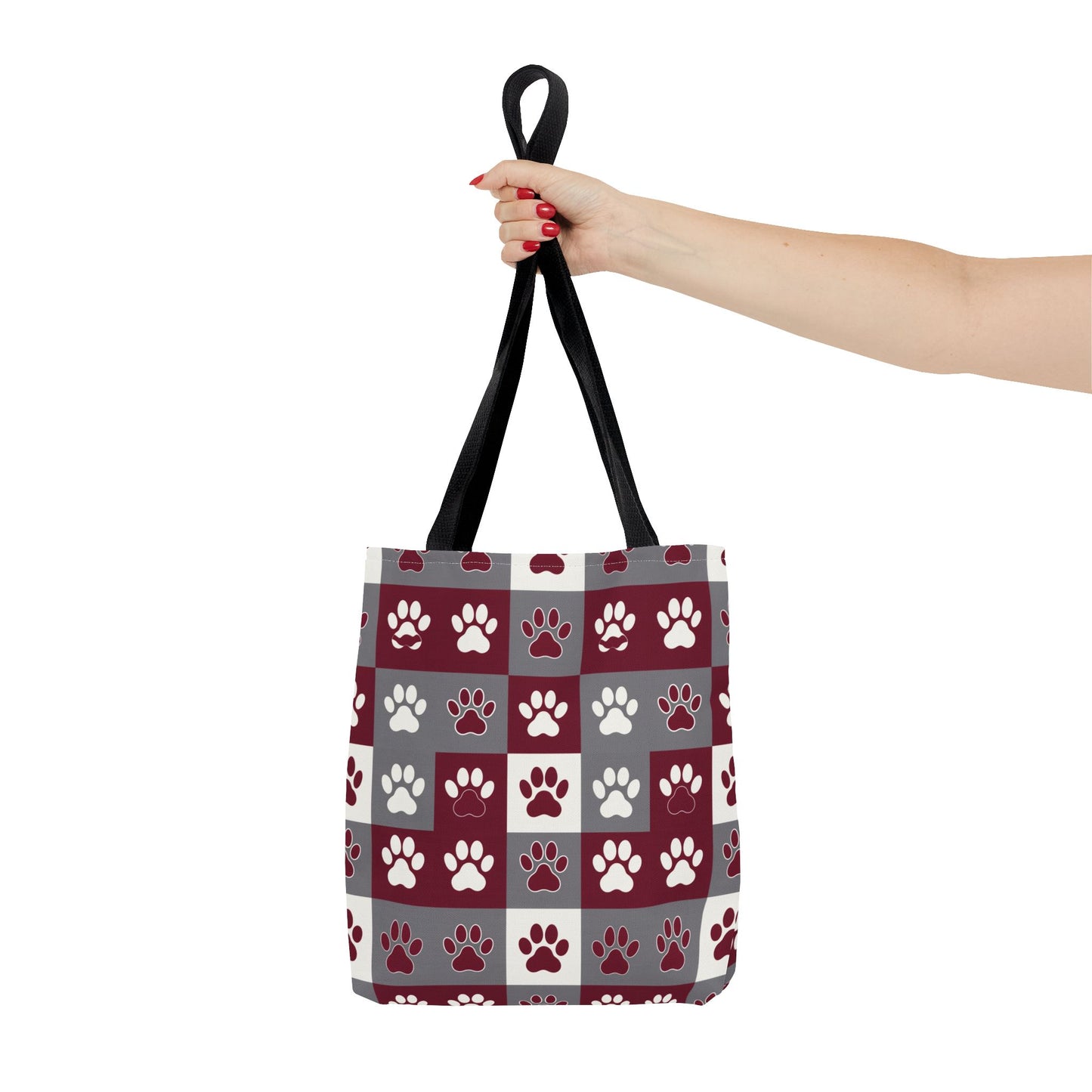 MS Bulldog Tote Bag - AOP, Paw Print Design, Reusable Shopping Bag, Mississippi Bulldog Fan, Animal Lover Accessory