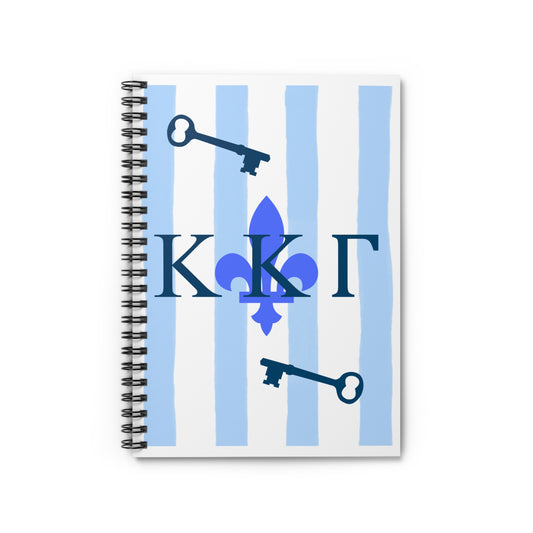 KKG Blue Key Fleur-de-lis Spiral Notebook - Perfect for Students, Journaling, Gift for Sorority Sisters, Academic Notes, KKG Merchandise