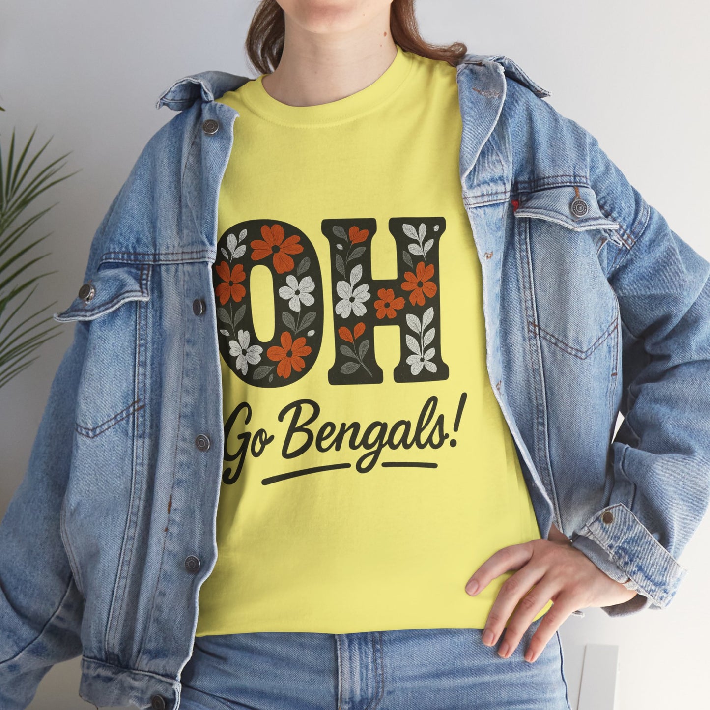 Bengals Floral Tee - Unisex Heavy Cotton