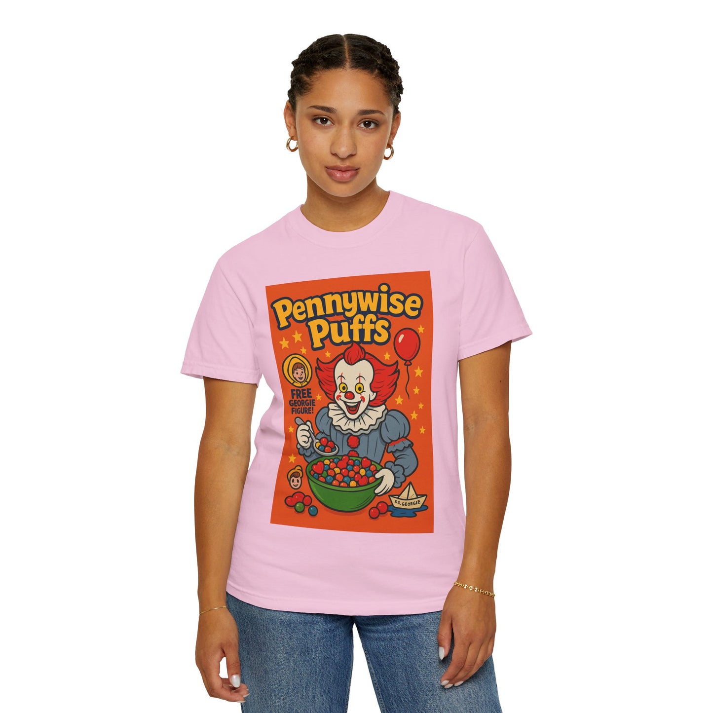 Pennywise Puffs T-Shirt | Unisex Graphic Tee for Horror Fans, Perfect for Halloween, Movie Nights, Gifts, Cosplay