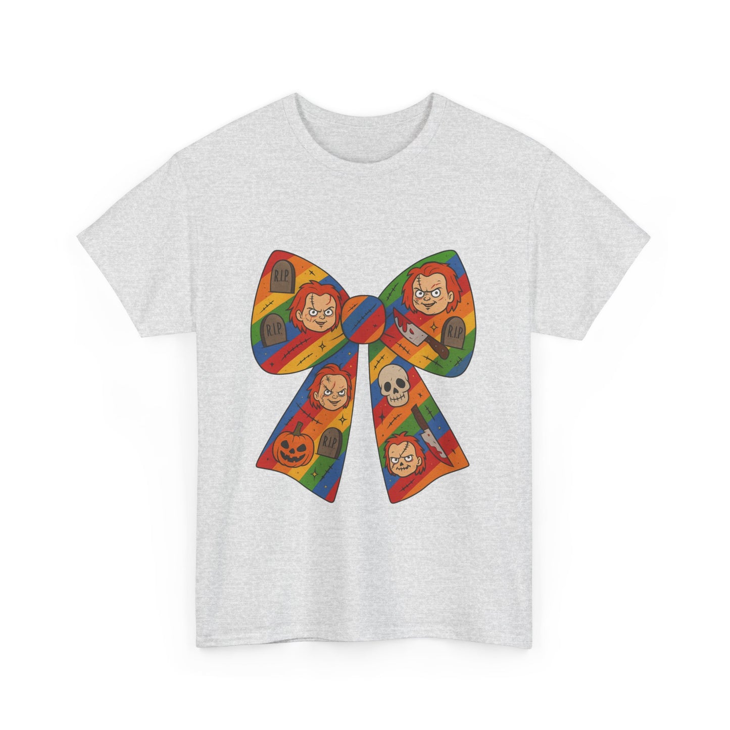 Colorful Halloween Bow Tee, Fun Costume T-Shirt, Halloween Party Shirt, Unisex Graphic Tee, Cozy Everyday Wear, Unique Gift Idea