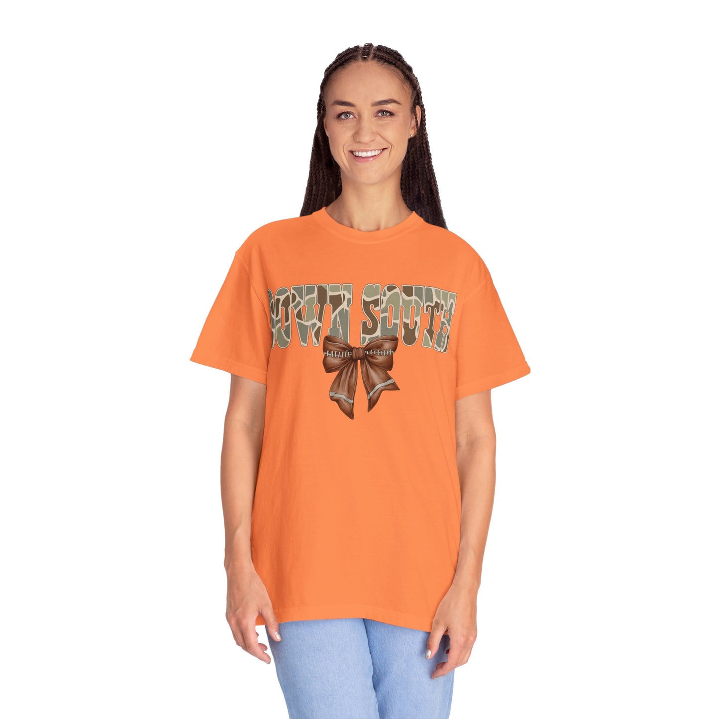 Camo Bow Graphic Tee - Trendy Apparel for Casual Outings and Birthdays