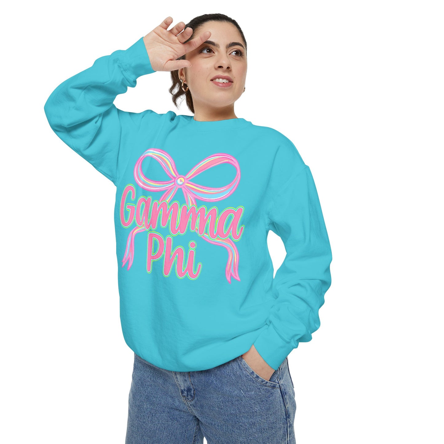 GammaPhi Garment-Dyed Sweatshirt | Cozy Sorority Sweatshirt, Unisex Apparel, Sorority Gift, Casual Wear, College Spirit Wear