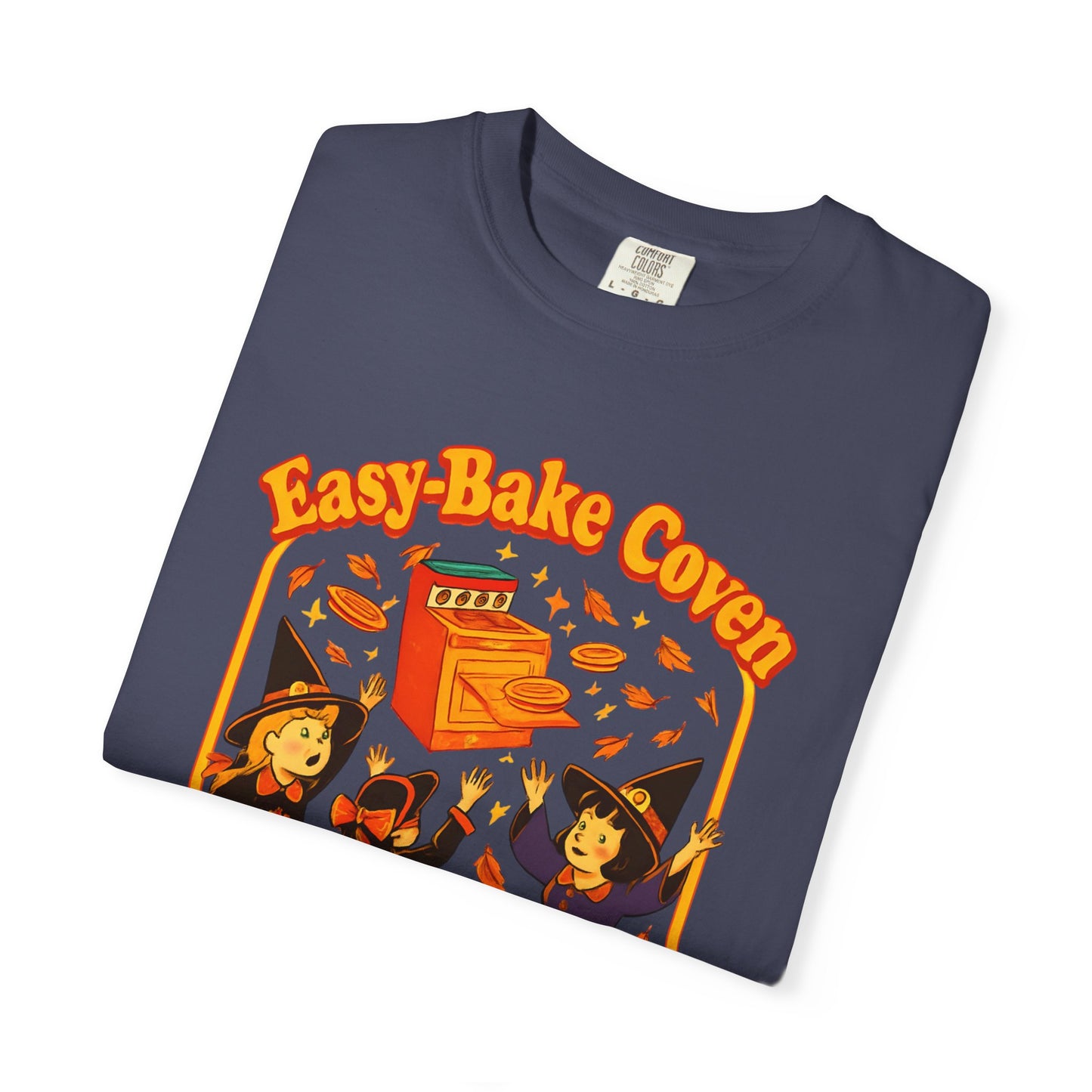 Halloween Witch T-Shirt, Unisex Garment-Dyed Shirt, Easy-Bake Coven Tee, Spooky Season Apparel, Cute Witch Design