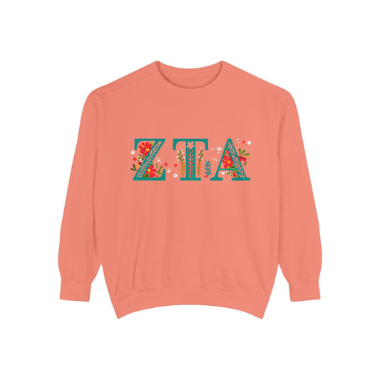 Floral ZTA Unisex Sweatshirt - Cozy Sweater for Sorority Sisters, Perfect Gift, Casual Wear, Spring Outfits, College Apparel