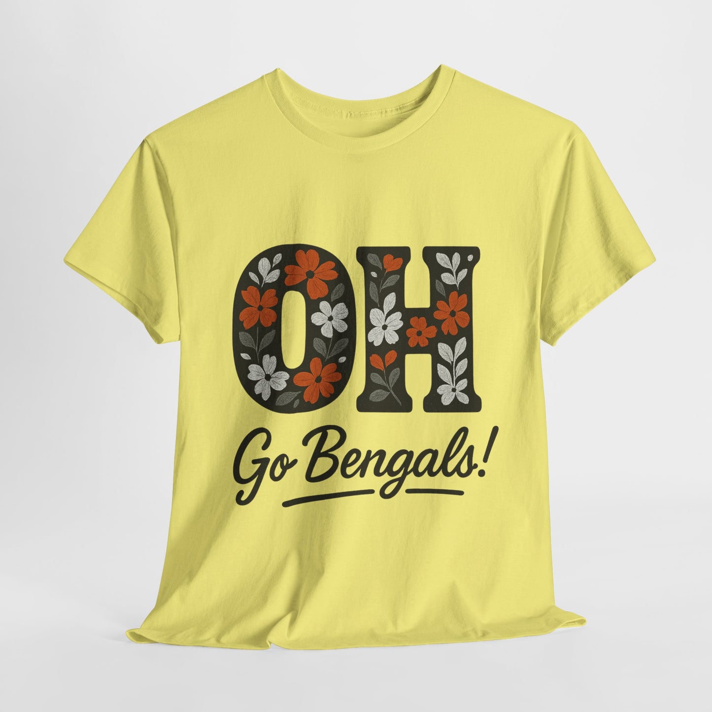 Bengals Floral Tee - Unisex Heavy Cotton