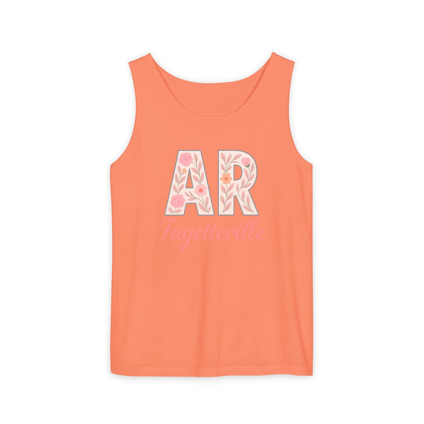 Fayetteville Floral Tank Top, Casual Summer Top, Gift for Her, Travel Apparel, Arkansas Style, Arkansas Student Gift, Graduation Gift, Comfort Colors