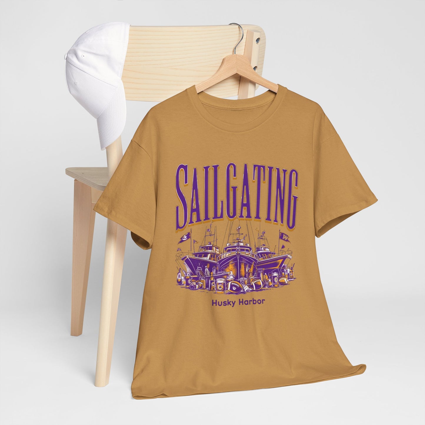 Sailgating Tee - Washington Huskies Unisex Heavy Cotton Shirt