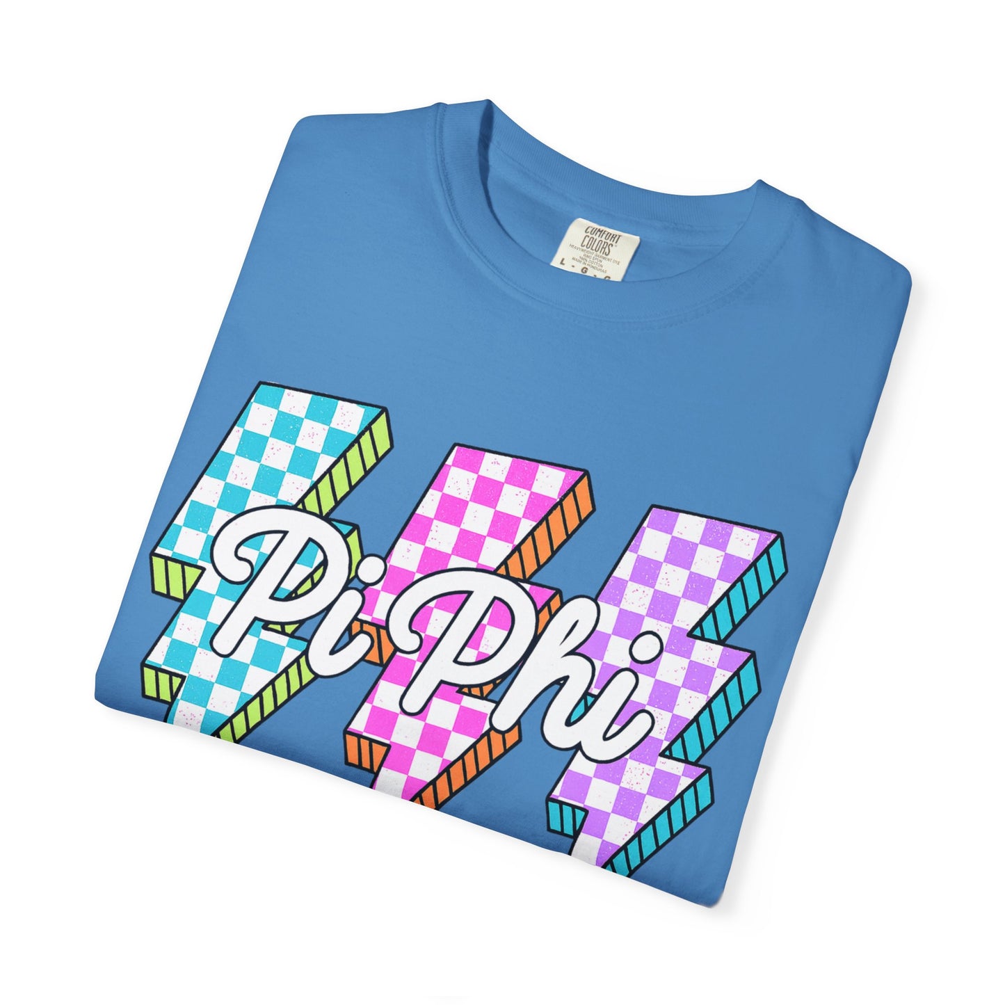 PB Phi Lightning Bolt Unisex T-shirt | Vibrant Greek Life Apparel, Unique Gift for Sorority Sisters, Casual Wear, Celebrating Sisterhood
