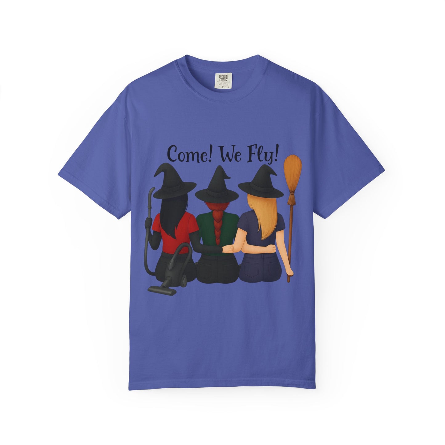 Witchy Halloween T-shirt - Come We Fly Unisex Garment-Dyed Tee