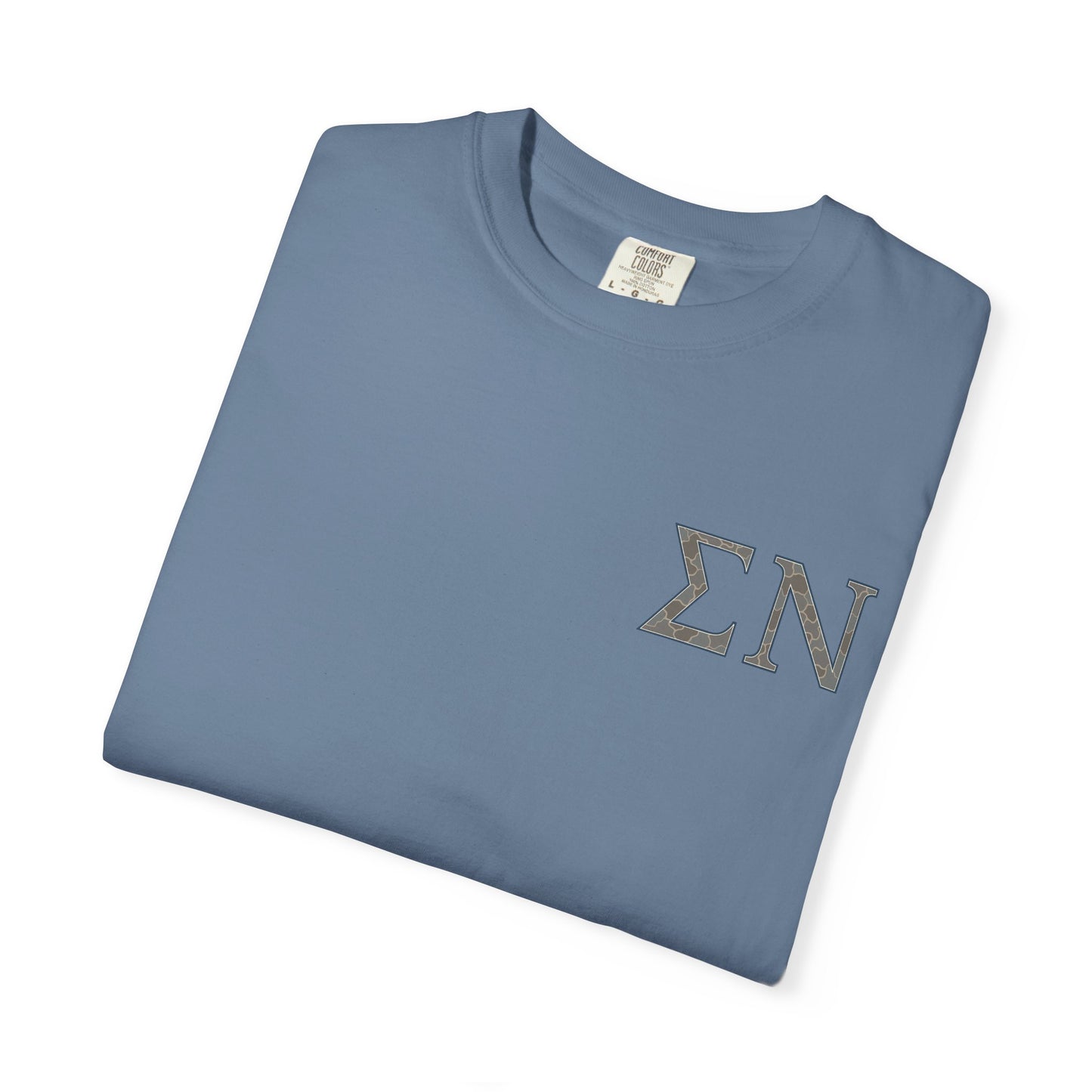 SigmaNu Camouflage T-Shirt | Unisex Garment-Dyed Tee for Greek Life | Ideal for Fraternity Events, Casual Wear, Gifts, Game Days