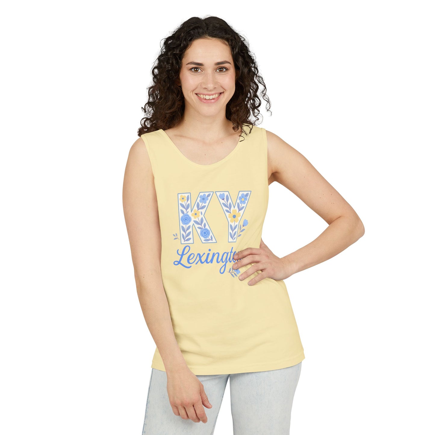 Kentucky Floral Letter Tank Top, Summer Tank, Cute Souvenir, Unisex Summer Apparel, Gift for Her, Comfort Colors, Graduation Gift