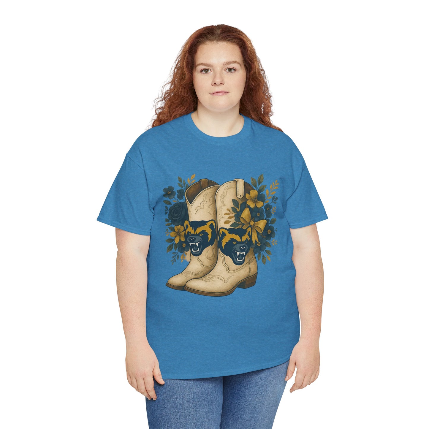 Graphic Tee - Michigan Wolverines Maize and Blue Country Chic Floral Cowboy Boots Vintage Style Shirt