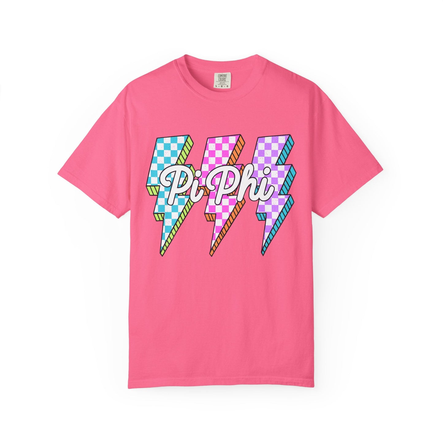 PB Phi Lightning Bolt Unisex T-shirt | Vibrant Greek Life Apparel, Unique Gift for Sorority Sisters, Casual Wear, Celebrating Sisterhood