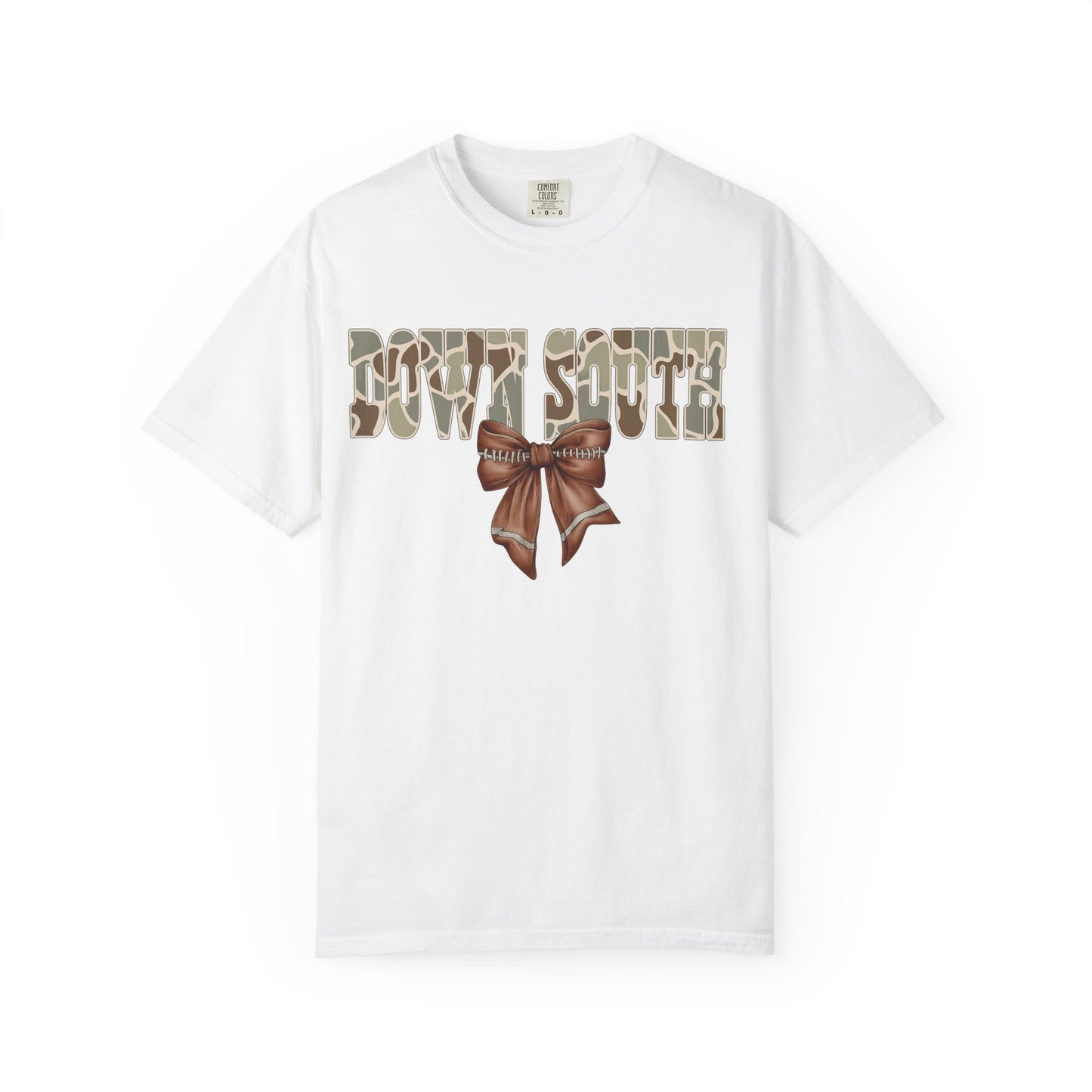 Camo Bow Graphic Tee - Trendy Apparel for Casual Outings and Birthdays