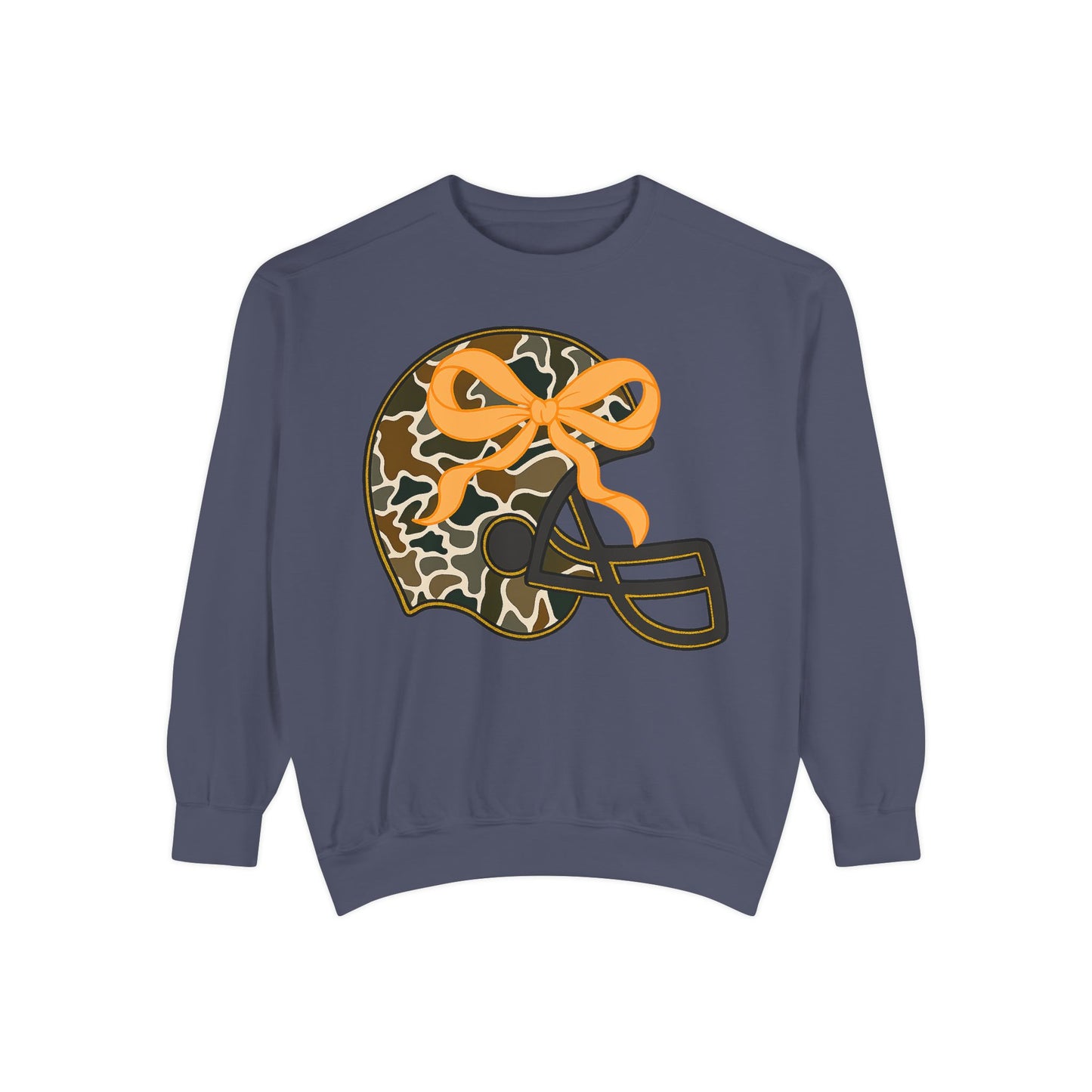 Comfort colors sweatshirt Camo Helmet Design, Casual Athletic Wear, Unisex Fall Fashion, Gift for Sports Fans