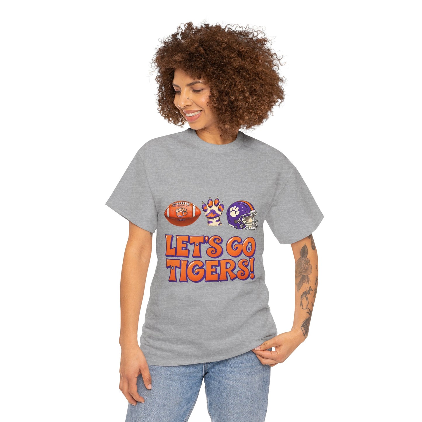 Unisex Heavy Cotton Tee - Let's Go Tigers! Sports Fan Tee, Game Day Shirt, Tailgate Apparel, Team Pride Top, College Football Gear