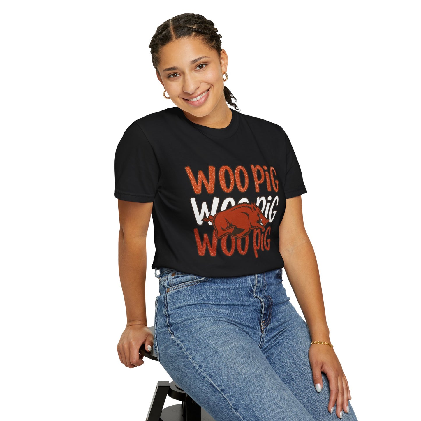 Woo Pig Garment-Dyed T-Shirt, Unisex Tee, Arkansas Pride Shirt, Casual Everyday Wear, College Game Day Tee, Fun Graphic Tee