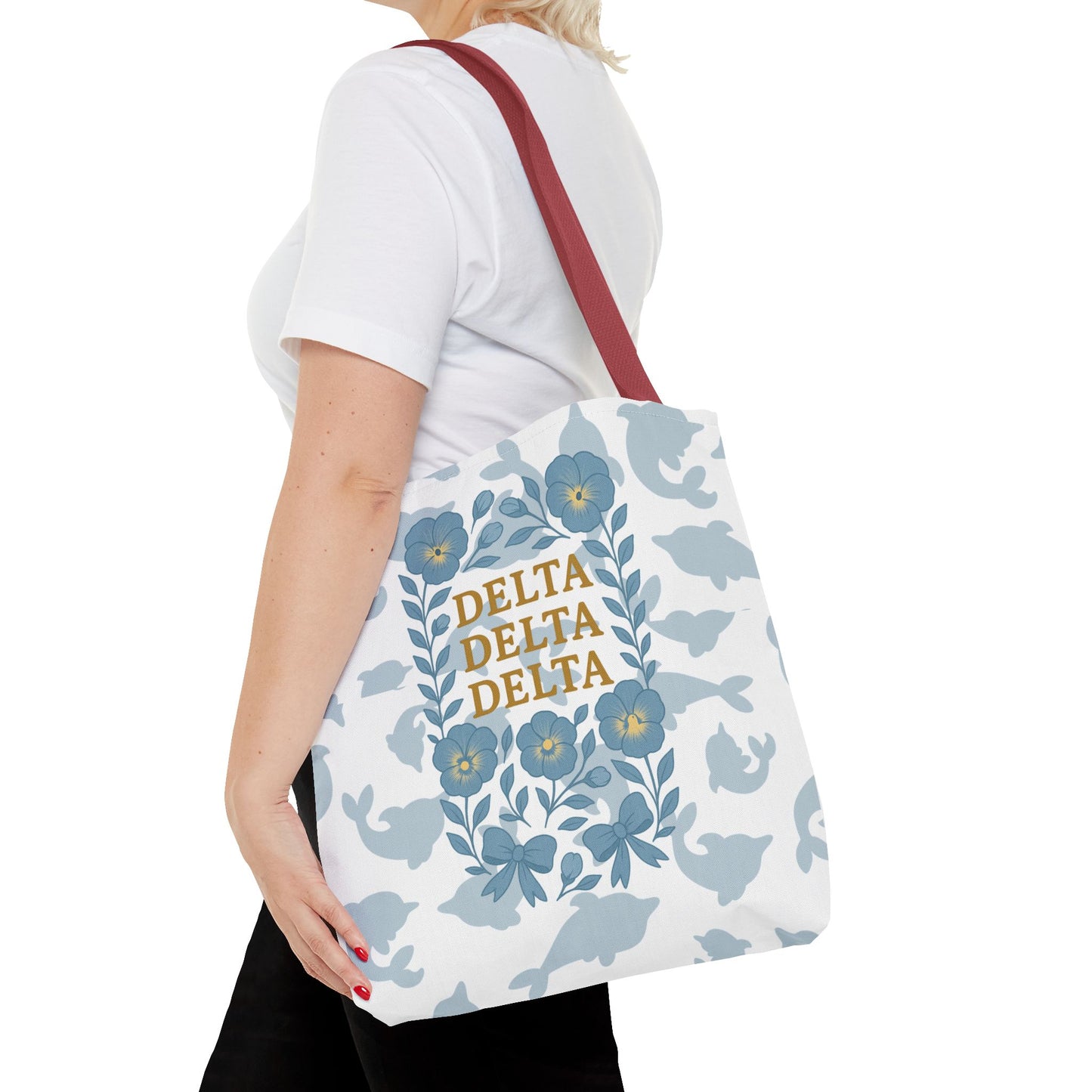 Delta Delta Delta Floral Tote Bag | Sorority Gift | Reusable Shopping Bag | Summer Accessory | Eco-Friendly Bag | Stylish Storage