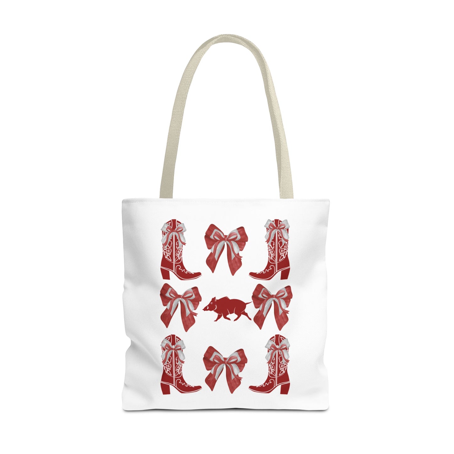 Arkansas Coquette Bow Chic Tote Bag - Stylish Carryall for Cowgirls, Woo Pig Gifts, AR Razorback Fan Gift, Arkansas Game Day Tote, Graduation Gift, Arkansas Alumni