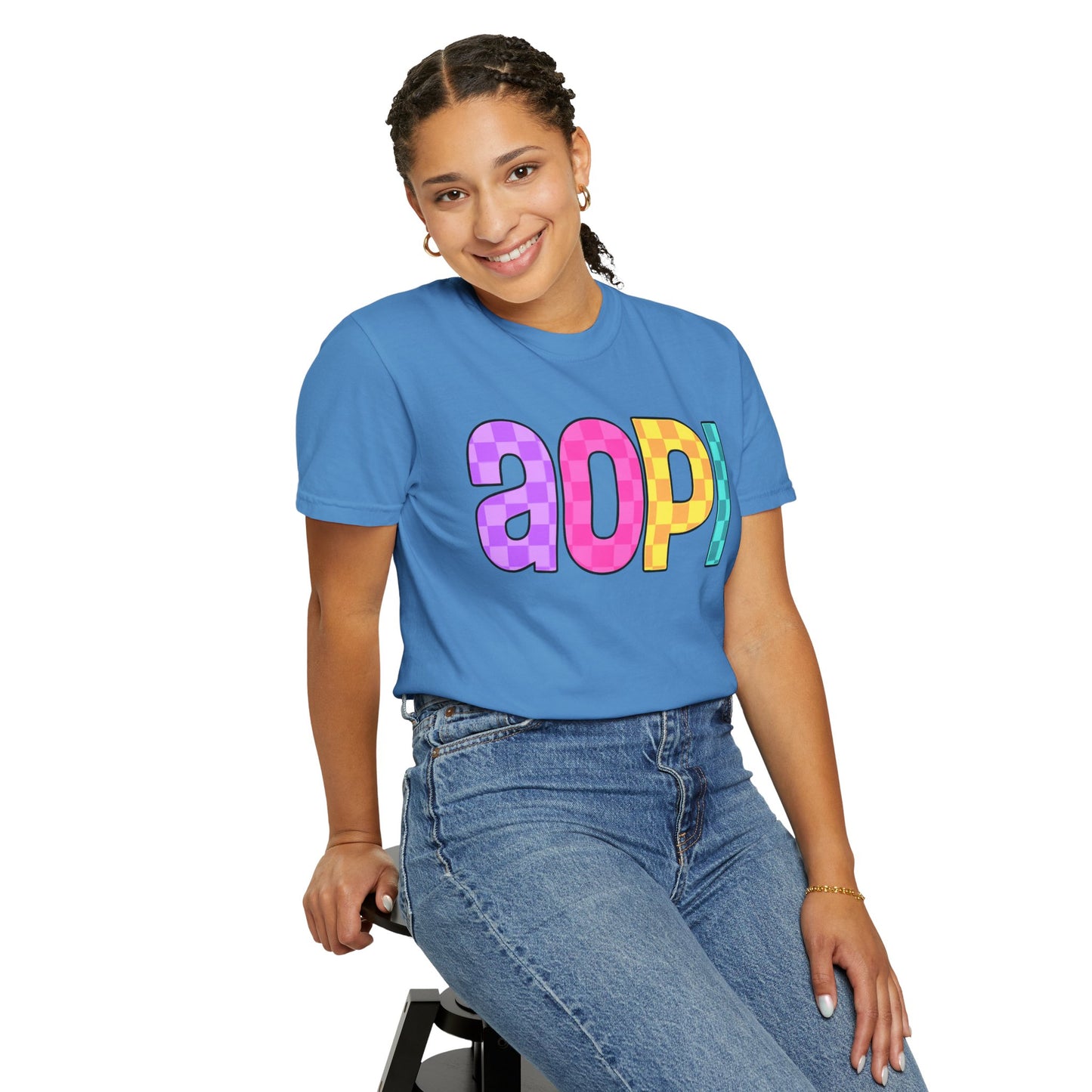 Colorful Graphic Tee - Trendy Unisex Garment-Dyed T-shirt for Casual Summer Wear and AOPI Spirit Gift